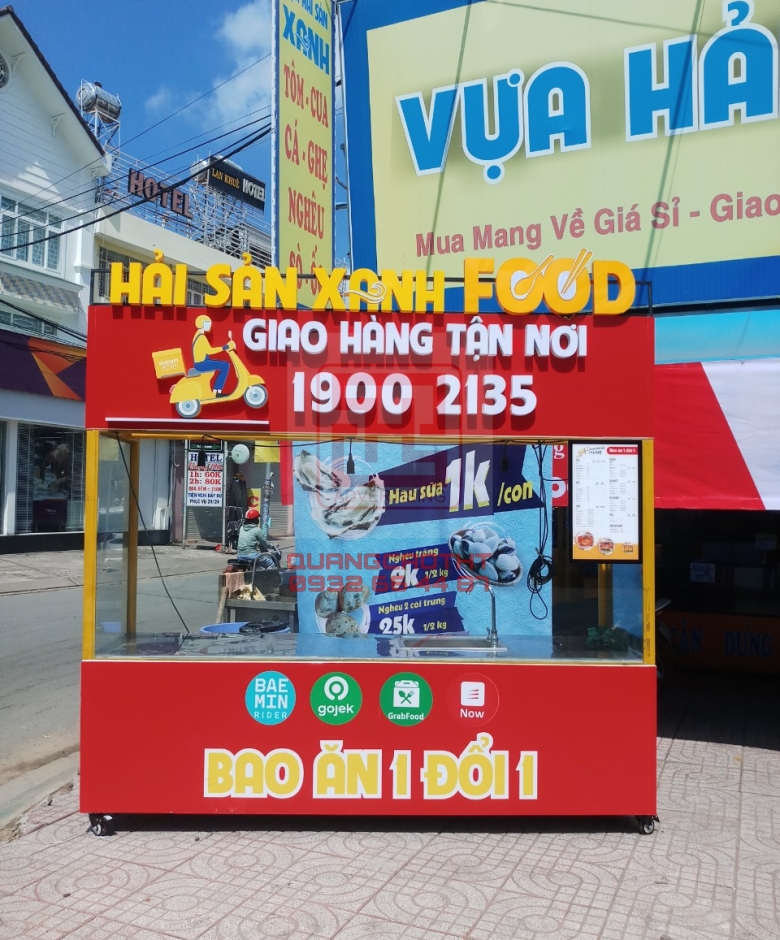 THI CÔNG TỦ BÁN HÀNG  HỆ THỐNG HẢI SẢN XANH